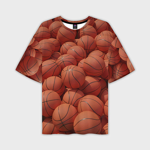 Мужская футболка оверсайз Узор с баскетбольными мячами / 3D-принт – фото 1
