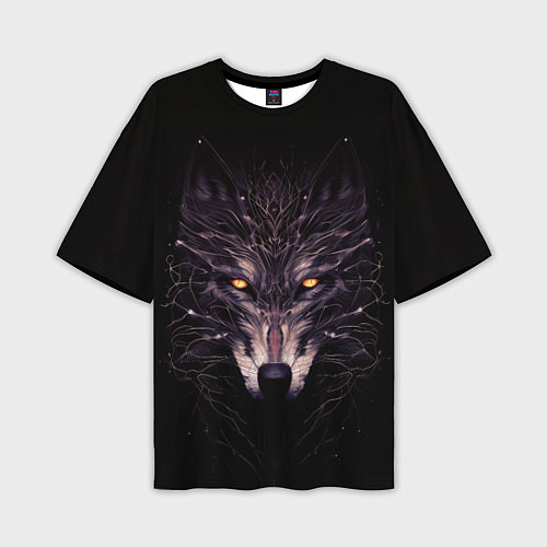 Мужская футболка оверсайз Волк в кромешной темноте / 3D-принт – фото 1