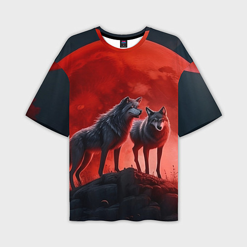 Мужская футболка оверсайз Кровавая луна / 3D-принт – фото 1