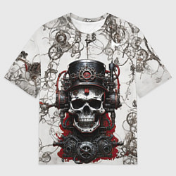 Мужская футболка оверсайз Скелет в стиле стимпанк