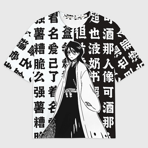 Мужская футболка оверсайз Рукия и иероглифы - Блич / 3D-принт – фото 1