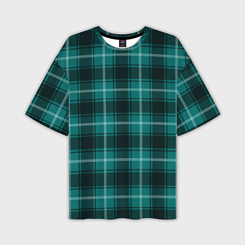 Мужская футболка оверсайз Шотландка зелёный / 3D-принт – фото 1