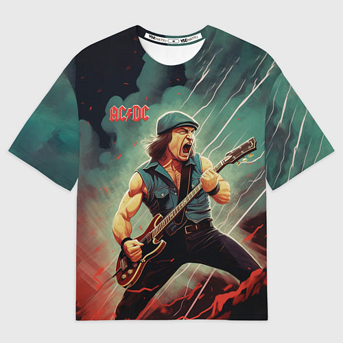Мужская футболка оверсайз AC DC rock / 3D-принт – фото 1