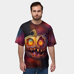 Футболка оверсайз мужская Тыквенный монстр зубастик, цвет: 3D-принт — фото 2