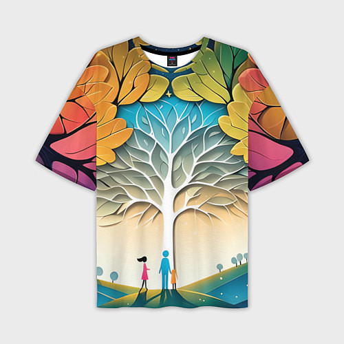 Мужская футболка оверсайз Семейное дерево - нейросеть / 3D-принт – фото 1