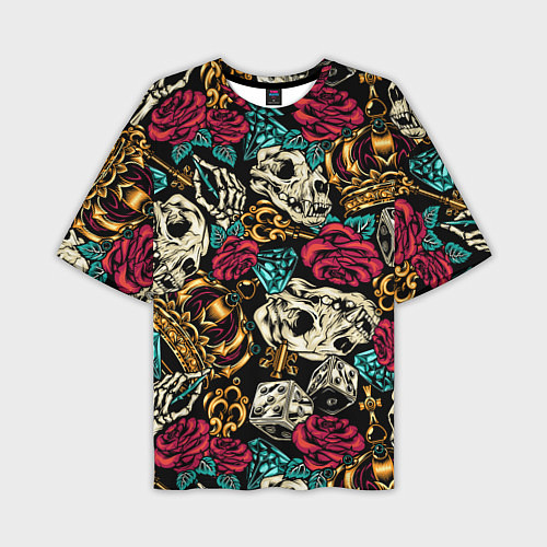 Мужская футболка оверсайз A pattern for a hipster / 3D-принт – фото 1