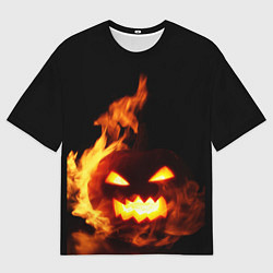 Мужская футболка оверсайз Тыква в огне