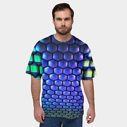 Футболка оверсайз мужская Цветные соты - объемная абстракция, цвет: 3D-принт — фото 2