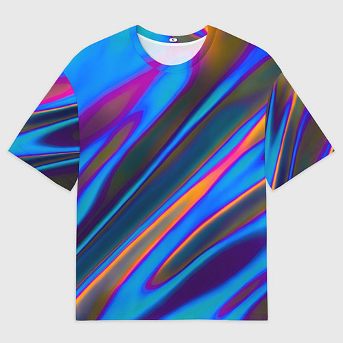 Мужская футболка оверсайз Глитч галограмма радужная / 3D-принт – фото 1