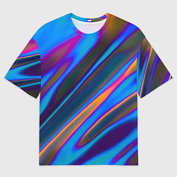 Футболка оверсайз мужская Глитч галограмма радужная, цвет: 3D-принт
