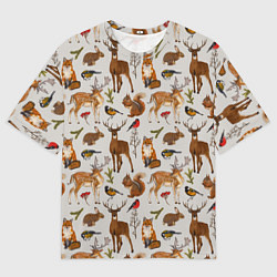 Мужская футболка оверсайз Лесные животные