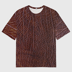 Мужская футболка оверсайз Текстура коричневой кожи