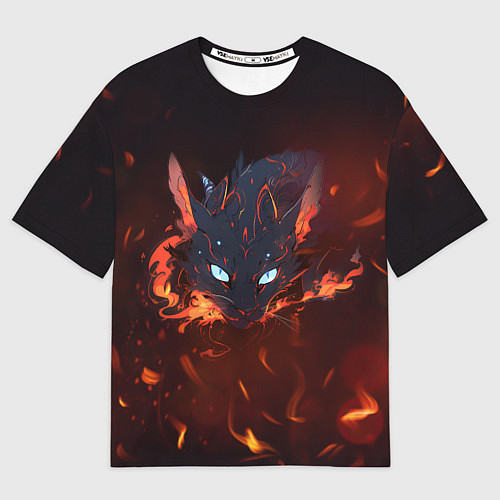 Мужская футболка оверсайз Дракон кот / 3D-принт – фото 1