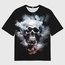 Футболка оверсайз мужская Металлический череп в дыму, цвет: 3D-принт