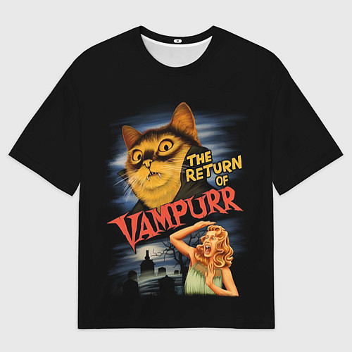 Мужская футболка оверсайз Кот вампир / 3D-принт – фото 1