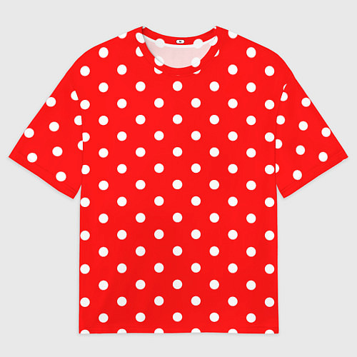 Мужская футболка оверсайз Белый горошек на красном / 3D-принт – фото 1