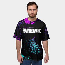 Футболка оверсайз мужская Rainbow six неоновые краски, цвет: 3D-принт — фото 2