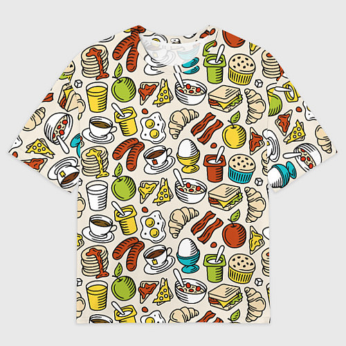 Мужская футболка оверсайз Завтрак - цветной / 3D-принт – фото 1