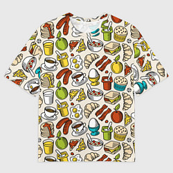 Футболка оверсайз мужская Завтрак - цветной, цвет: 3D-принт