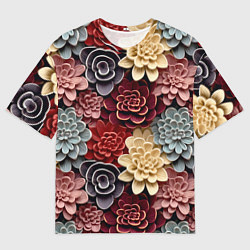 Футболка оверсайз мужская Объёмные цветы суккулента, цвет: 3D-принт