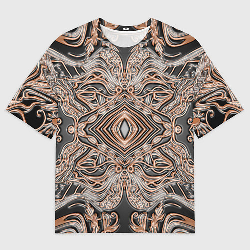 Мужская футболка оверсайз Выпуклая мандала на тиснённой коже / 3D-принт – фото 1