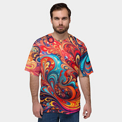 Футболка оверсайз мужская Новая гжель, цвет: 3D-принт — фото 2