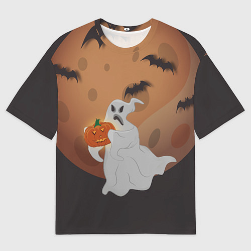 Мужская футболка оверсайз Приведение со злой тыквой / 3D-принт – фото 1