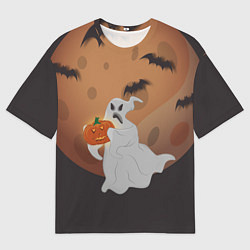Мужская футболка оверсайз Приведение со злой тыквой