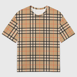 Футболка оверсайз мужская Клетка коричневая, цвет: 3D-принт