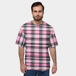 Футболка оверсайз мужская Розовая клетка, цвет: 3D-принт — фото 2