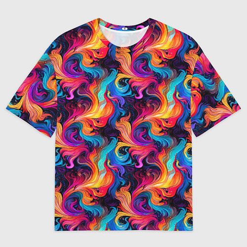 Мужская футболка оверсайз Разноцветные разные волны разводы / 3D-принт – фото 1