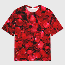Мужская футболка оверсайз Лепестки алых роз