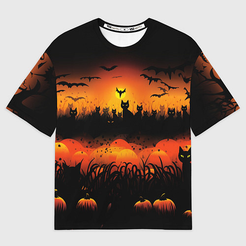 Мужская футболка оверсайз Кошки хэллоуина / 3D-принт – фото 1