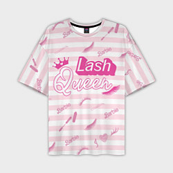 Футболка оверсайз мужская Lash queen - pink Barbie pattern, цвет: 3D-принт