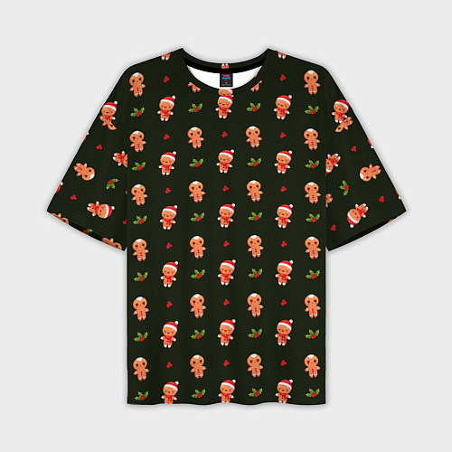 Мужская футболка оверсайз Christmas cockies pattern / 3D-принт – фото 1