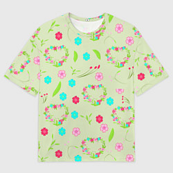Мужская футболка оверсайз Цветы и веточки - венок