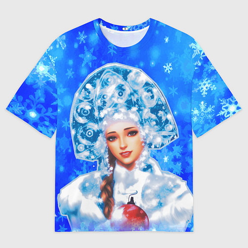 Мужская футболка оверсайз Красивая русская снегурочка / 3D-принт – фото 1