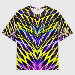 Мужская футболка оверсайз Зеркальный неоновый паттерн
