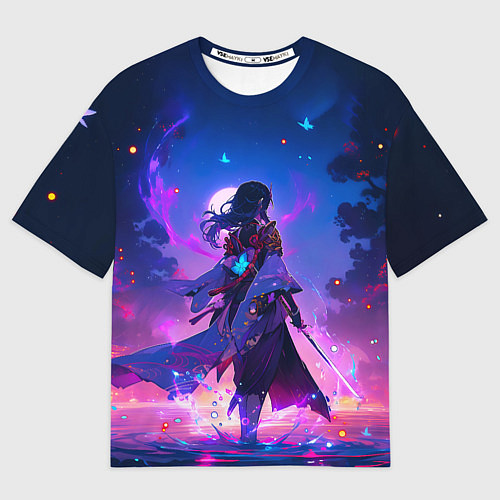 Мужская футболка оверсайз Шогун Райден - Геншин Импакт / 3D-принт – фото 1