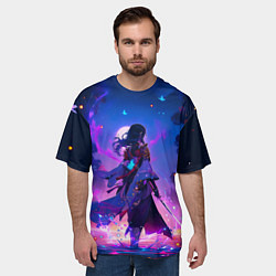 Футболка оверсайз мужская Шогун Райден - Геншин Импакт, цвет: 3D-принт — фото 2