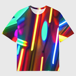 Футболка оверсайз мужская Абстрактная неоновая композиция, цвет: 3D-принт