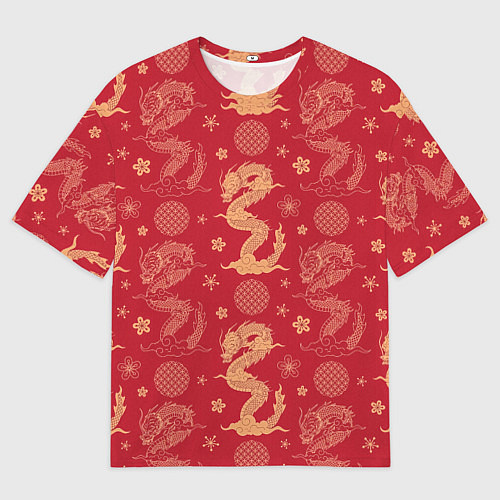 Мужская футболка оверсайз Азиатские драконы - классика / 3D-принт – фото 1