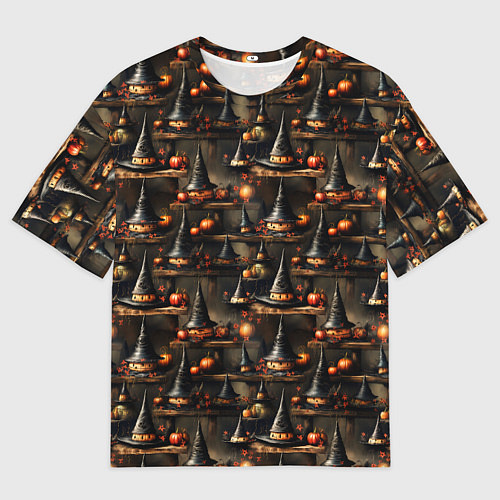 Мужская футболка оверсайз Тыквы в шляпах на хеллоуин / 3D-принт – фото 1