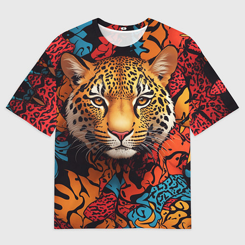 Мужская футболка оверсайз Леопард с африканскими узорами / 3D-принт – фото 1