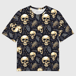 Мужская футболка оверсайз Черепы, звезды и хвойные ветки