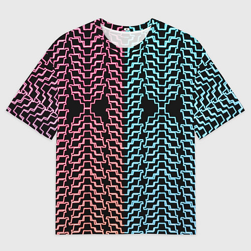 Мужская футболка оверсайз Неоновая кибер броня-кольчуга / 3D-принт – фото 1