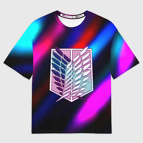 Мужская футболка оверсайз Attack on Titan stripes neon / 3D-принт – фото 1