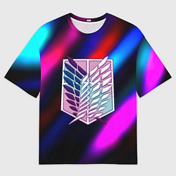 Футболка оверсайз мужская Attack on Titan stripes neon, цвет: 3D-принт