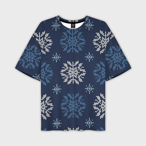 Мужская футболка оверсайз Снежинки спицами - узоры зимы / 3D-принт – фото 1