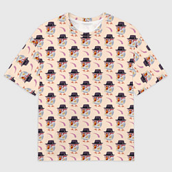 Мужская футболка оверсайз Петушок и веточка ягод